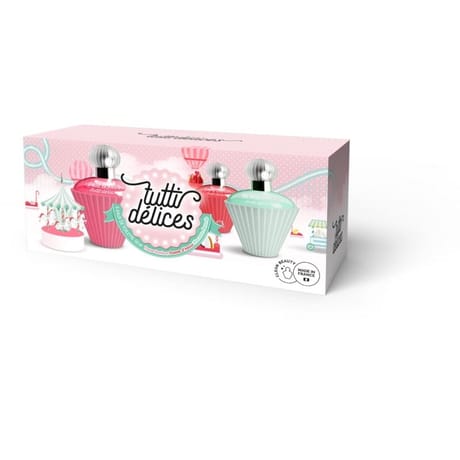 Coffret collection tutti délices fraise bonbon pomme d'amour macaron