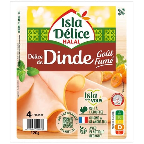 Isla Delice delice de dinde gout fumé 4 tranches 120g