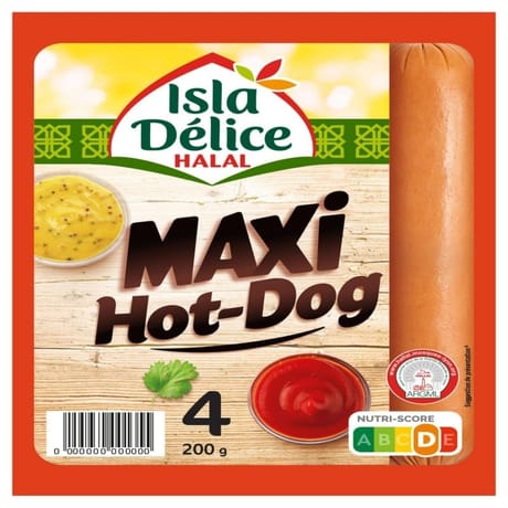 Isla Delice maxi hot dog x4 200g