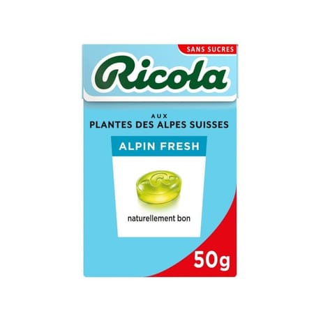 Ricola alpin fresh sans sucres boîte de 50g