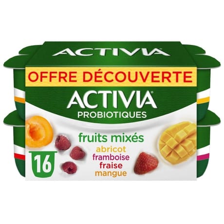 Activia fruits mixés panaché 16x125g offre découverte