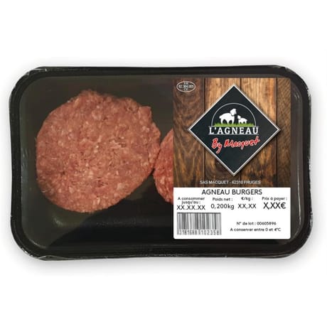 Agneau burgers preparation de viande hachee 200g