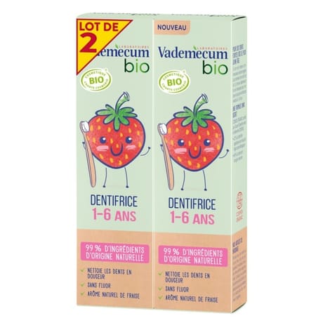 Vademecum dentifrice bio junior 1-6 fraise 50 ml x2