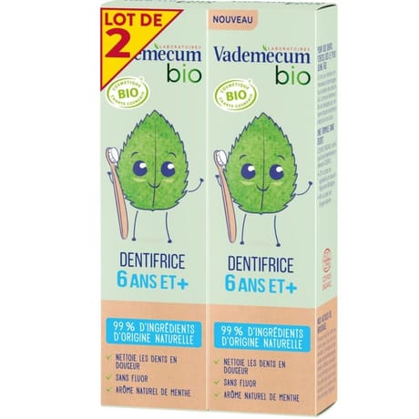 Vademecum bio dentifrice junior 6+ menthe 50 ml x2