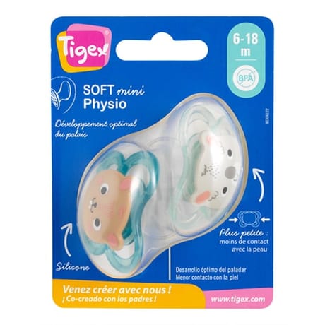 2 sucettes silicone taille 6-18 mois ourson chat Tigex