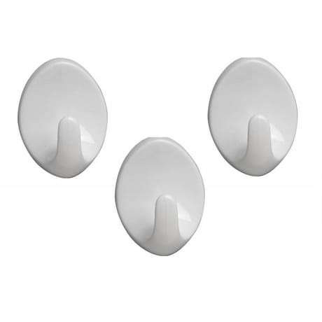Set de 3 crochets adhésifs plastique blanc
