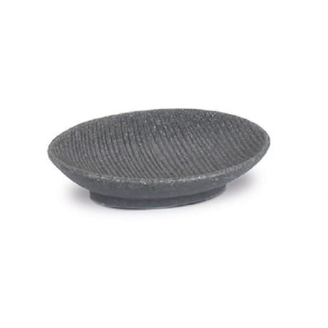 Porte savon polyresine striee gris ciment