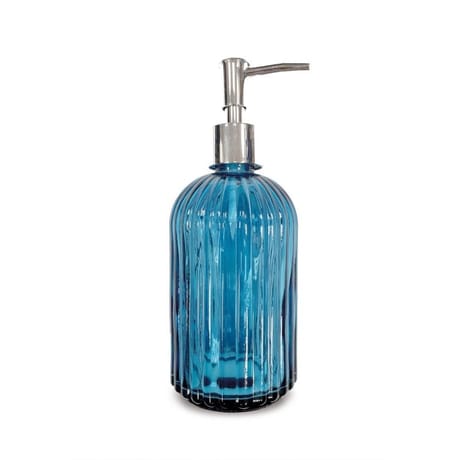 Distributeur de savon bleu lagon verre