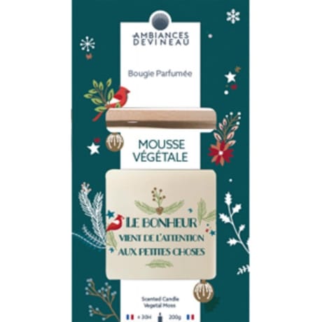 Devineau bougie 2 mèches parfum mousse végétale contenant ovale sérigraphié