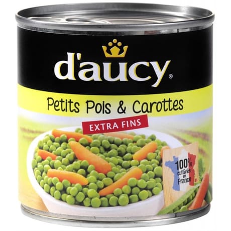 D'aucy pois extra fins carottes 1/2 400g