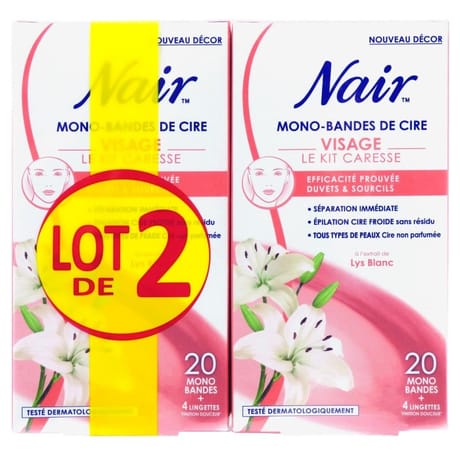 Nair kit caresse bandes de cire visage 2x20