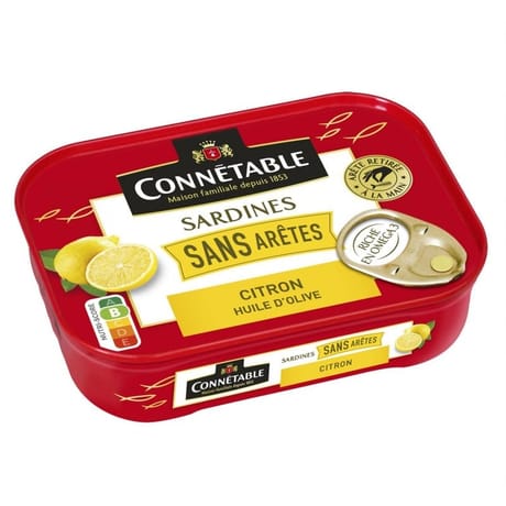 Connétable 1/5 sardines sans arête au citron à l'huile d'olive vierge extra 140g