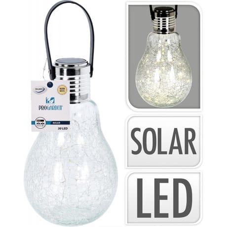 Deco "ampoule"solaire verre 30led d7cmx h26cm