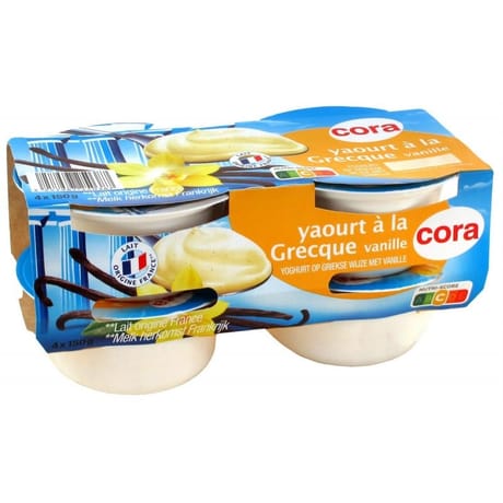 Cora yaourt à la grecque aromatisé vanille 4x150g