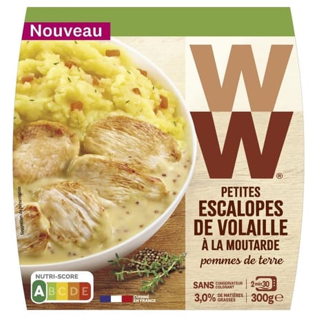 WW petites escalopes de volailles à la moutarde, pommes de terre 300g