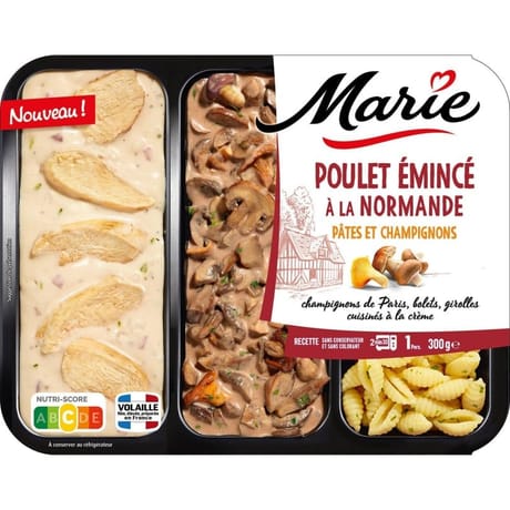 Marie poulet émincés à la normande, pâtes et champignons de Paris, bolets 300g