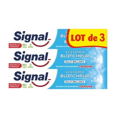 Signal dentifrice système blancheur éclat brillance 1 semaine 3 x 75ml