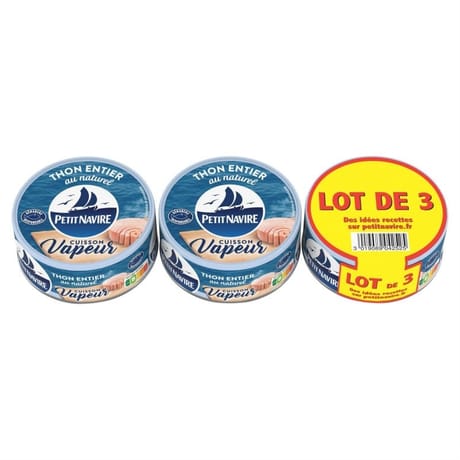 Petit navire thon vapeur nature 130 x 3 390g