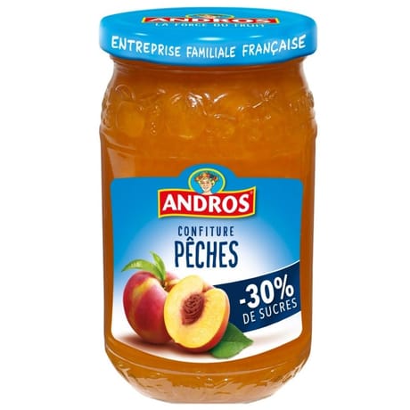 Andros confiture allégée pêches bocal 350g