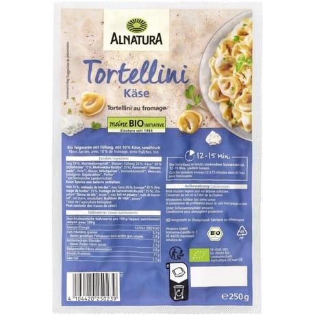 Alnatura tortellini au fromage bio 250g