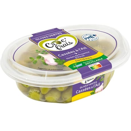 Olives cassées à l'ail 250g