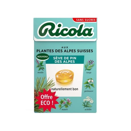 Ricola sève de pin des alpes sans sucres 50g