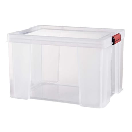 Sundis bac de rangement transparent avec couvercle clip et store 45l