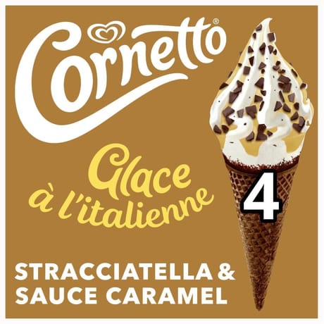 Cornetto stracciatella & sauce caramel 4x140ml 324g