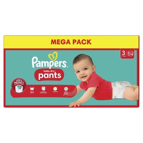 Pampers baby dry couches-culottes taille 3 , 6kg - 11kg, x104