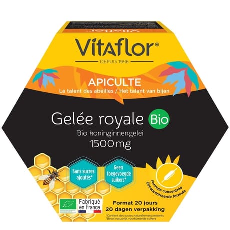Vitaflor gelée royale bio 1500mg ampoules x20