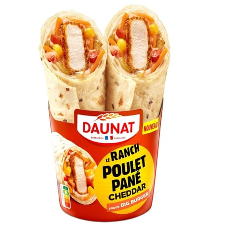 Daunat wrap le ranch poulet pané cheddar sauce big burger 180g
