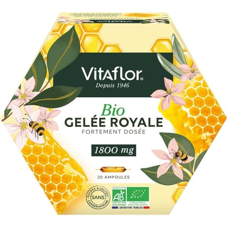 Vitaflor gelée royale bio 1800mg ampoules x20