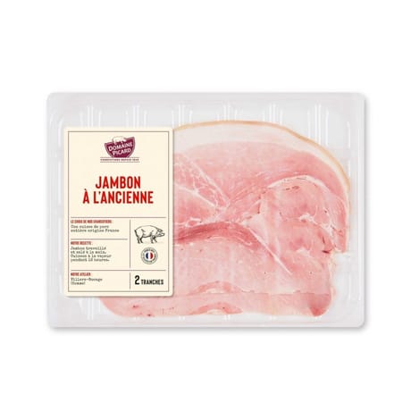 Jambon à l'ancienne blanc 2 tranches 130g domaine picard
