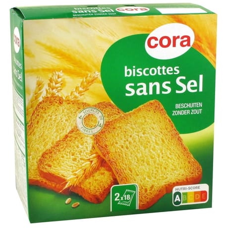 Cora biscottes sans sel 36 tranches 300g