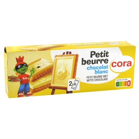 Cora petit beurre tablette chocolat blanc 150g