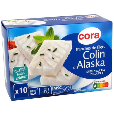 Cora tranches de filets colin d'Alaska msc 10x100g