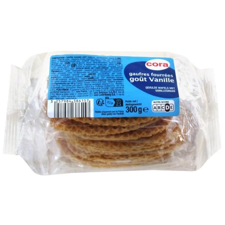 Cora 10 gaufres fourrées vanille 300g