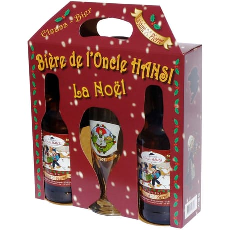 Coffret Bière de Noël de l'Oncle Hansi + 1 verre 6% Vol.2x50cl