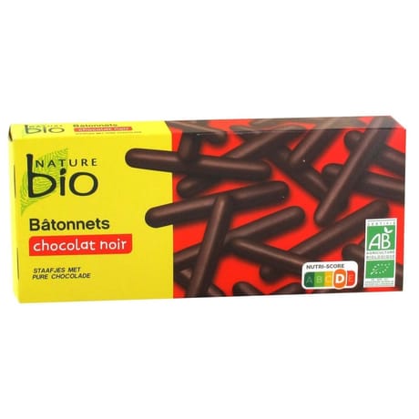 Nature bio batonnets chocolat noir bio 125g