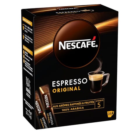 Nescafé Espresso Original - Café soluble 100% arabica - 25 sticks - 45g