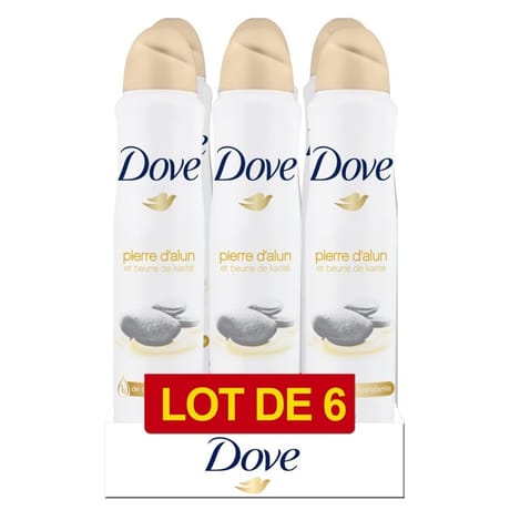 Dove déodorant spray pierre d'alun lot 6x200ml