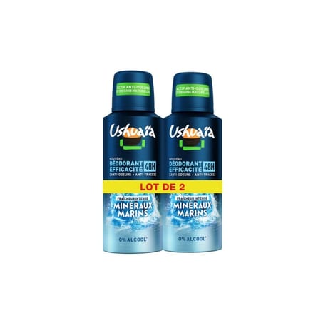 Ushuaïa homme déodorant 48h minéraux marins 2x150ml