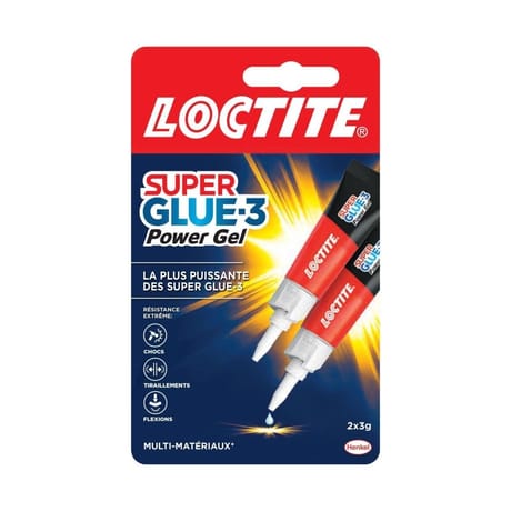 Loctite colle super glue-3 power flex gel  2 tubes de 3 grammes