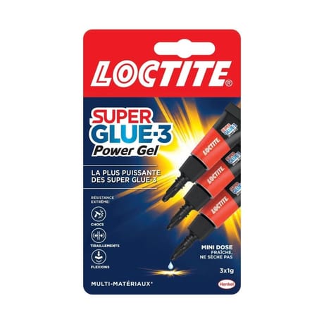 Loctite colle super glue-3 power flex gel mini trio - 3 x 1 gramme