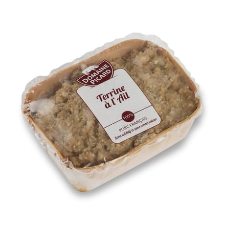 Terrine à l'ail en cagette bois 260g