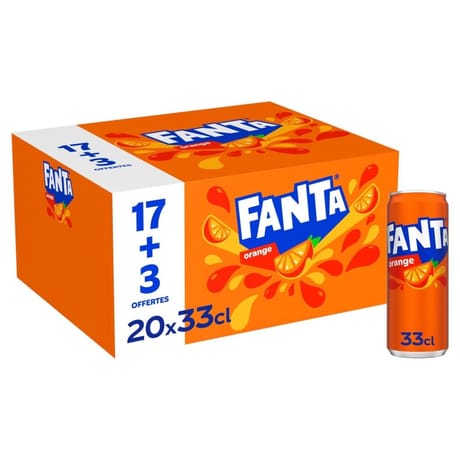 Fanta orange boîte 33cl x20 sleek 17+3 boîtes offertes