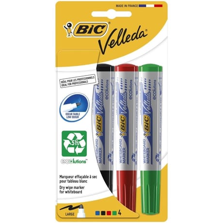 Bic 4 marqueurs velleda pointe ogive large