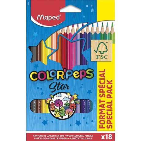 Maped crayons star fsc format spécial x18 boîte