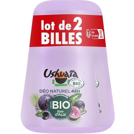 Ushuaia bio cosmosorg déodorant roll on 50ml lot de 2