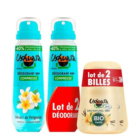 Ushuaia bio cosmosorg déodorant roll on 50ml vanille lot de 2